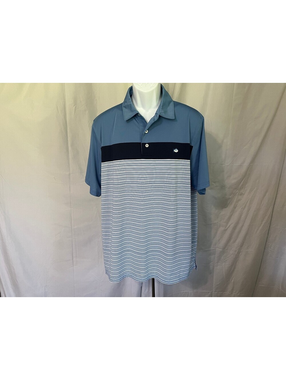 Southern Tide Men's Blue White Striped Performance Stretch Golf Polo Shirt XL
